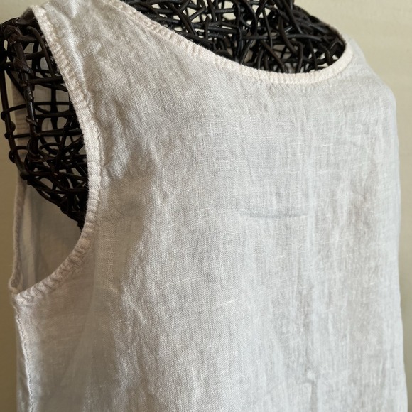 Valentina Naldi Linen Tank Top M Fringe Popover Shell Boho Lagenlook Italy - Picture 3 of 7